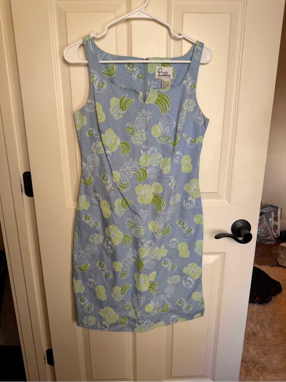 Lilly Pulitzer Sky Blue Tropical Dress with Lime Print
